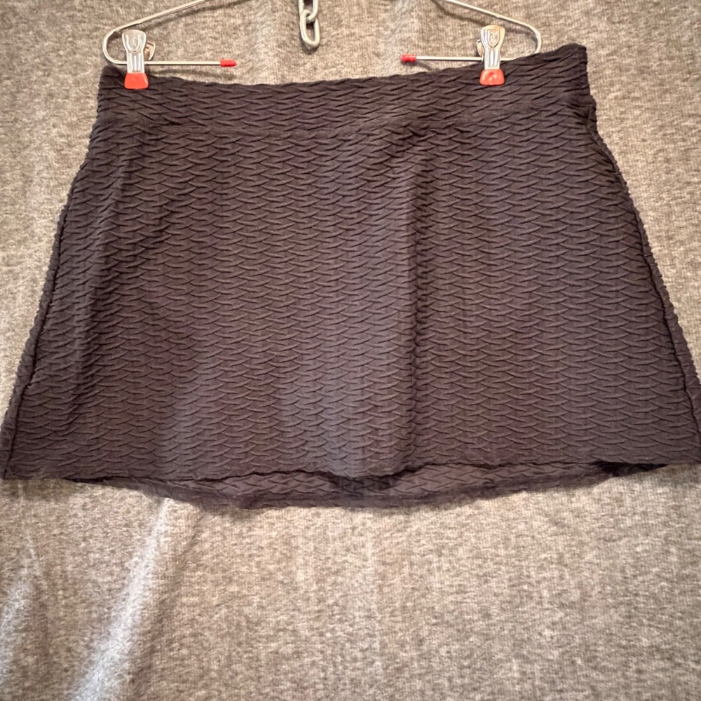 Lands End Womens Textured Swim Skirt Black Size 14 Skort Swimsuit Bottom LS-SWML